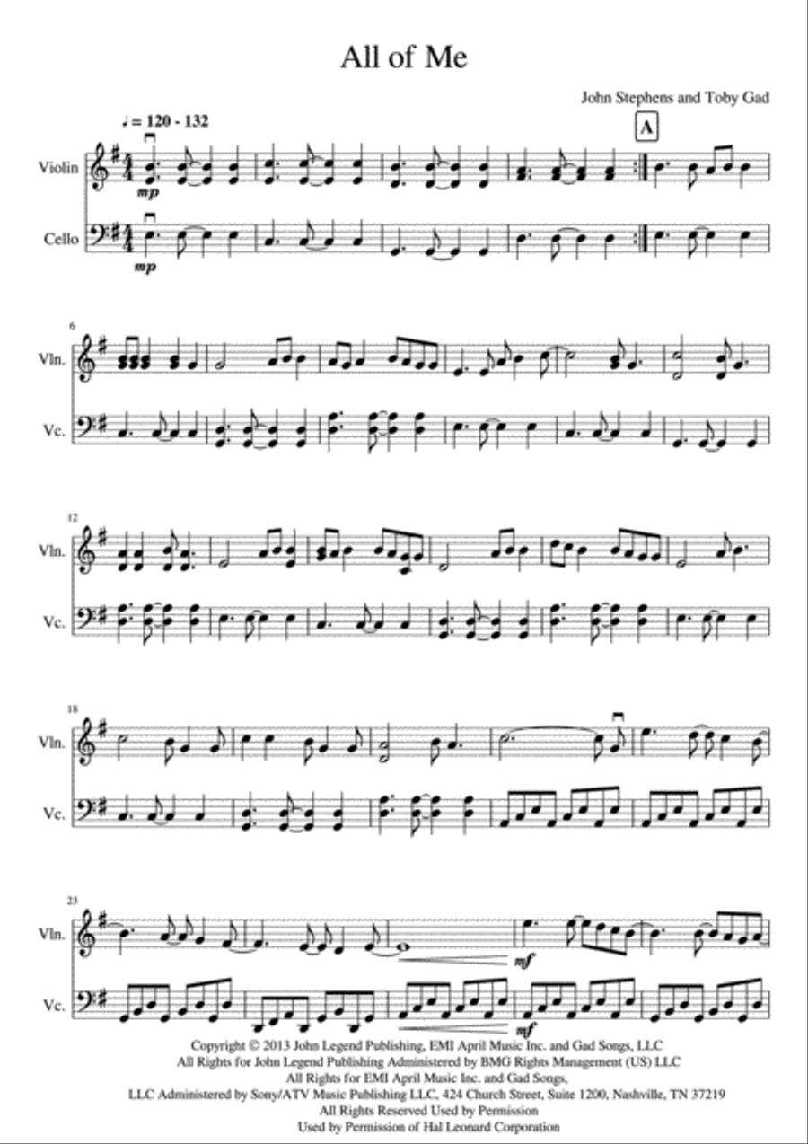 All Of Me All Of Me String Duet scores gallery preview page 2