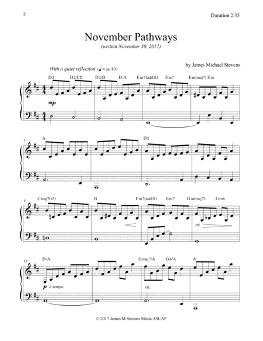 November Pathways November Pathways Piano Solo scores gallery preview page 2