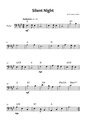 Silent Night - Tuba solo with chord symbols