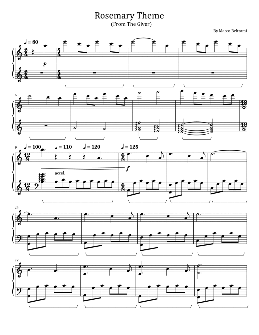 Rosemarie's Theme Rosemarie's Theme Piano Solo scores gallery preview page 1
