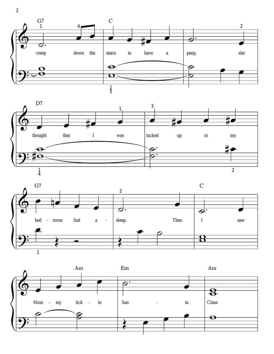 I Saw Mommy Kissing Santa Claus Easy Piano scores gallery preview page 2
