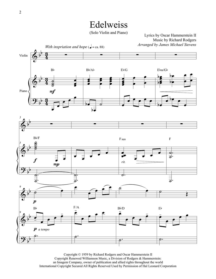 Edelweiss Violin Solo scores gallery preview page 2