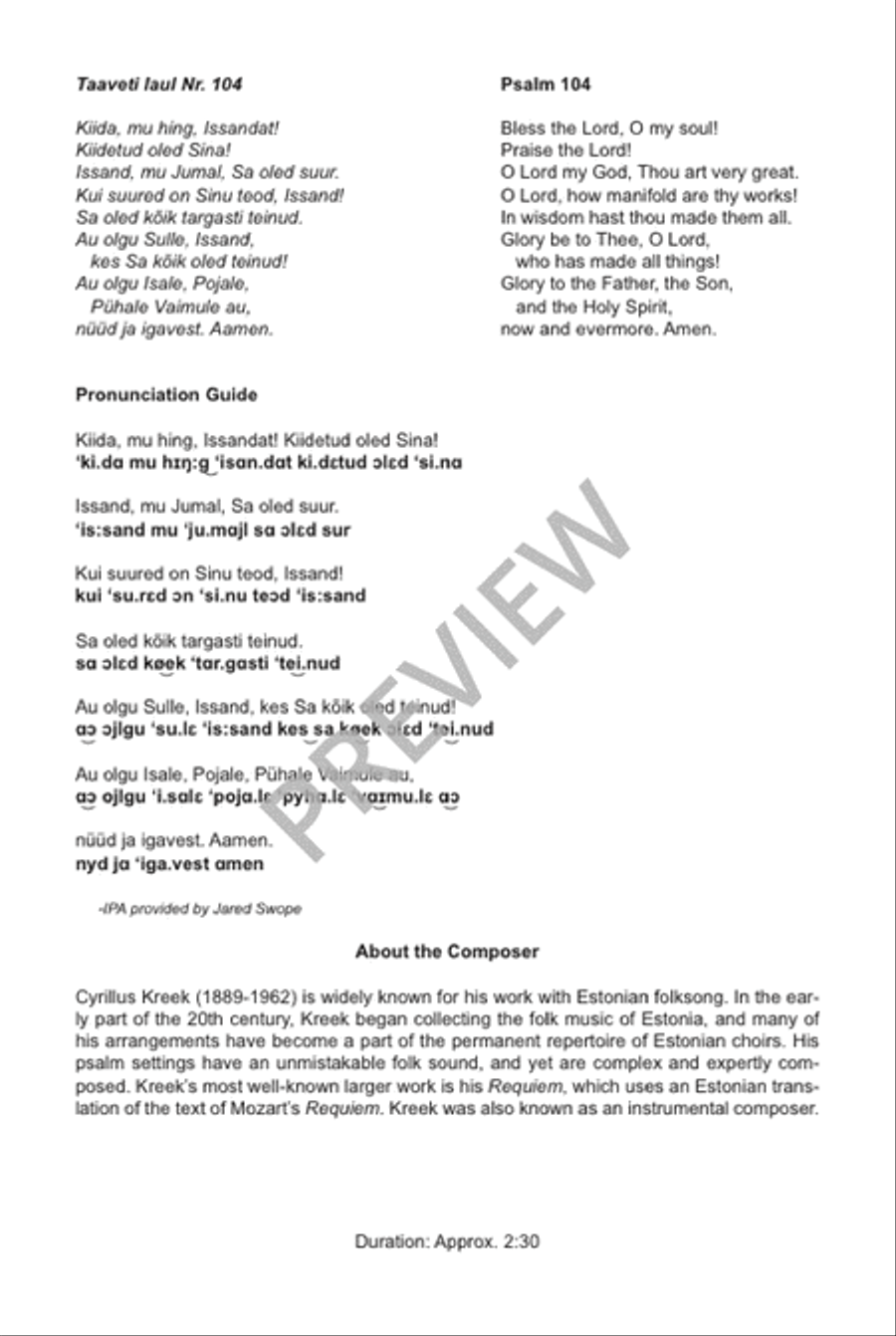 Taaveti laul Nr. 104 Taaveti laul Nr. 104 4-Part scores gallery preview page 3