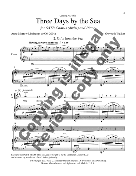 Three Days by the Sea: 2. Gifts from the Sea (Choral Score) image number null