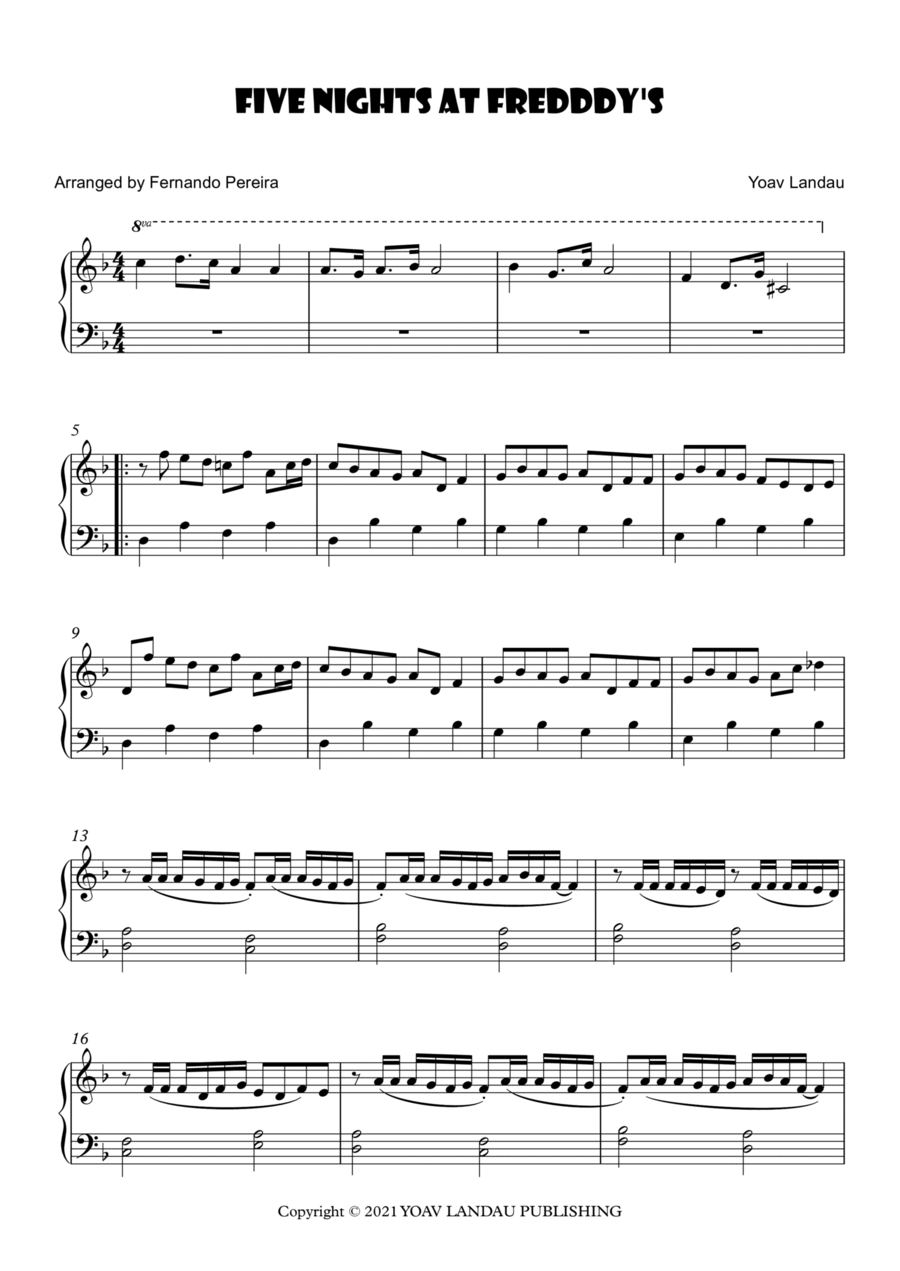 Five Nights At Freddy's Easy Piano scores gallery preview page 1