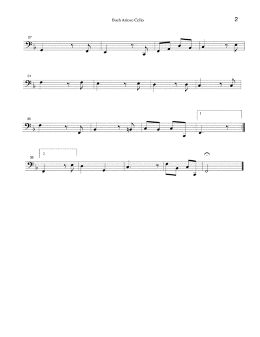 Arioso (Adagio) by Bach arr. for String Quartet String Quartet scores gallery preview page 2
