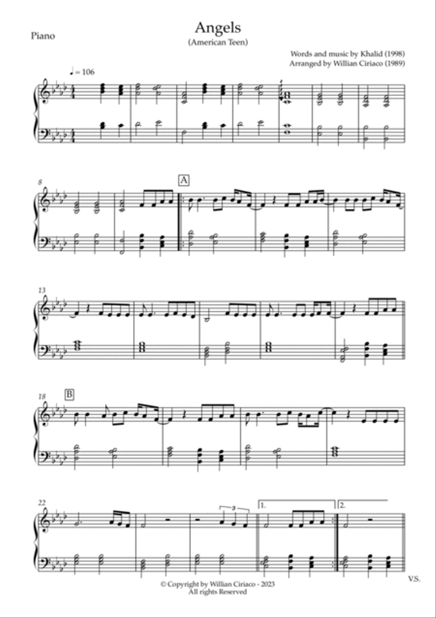 Angels Piano Solo scores gallery preview page 2