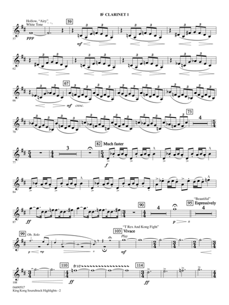 King Kong (Soundtrack Highlights) (arr. Ted Ricketts) - Bb Clarinet 1