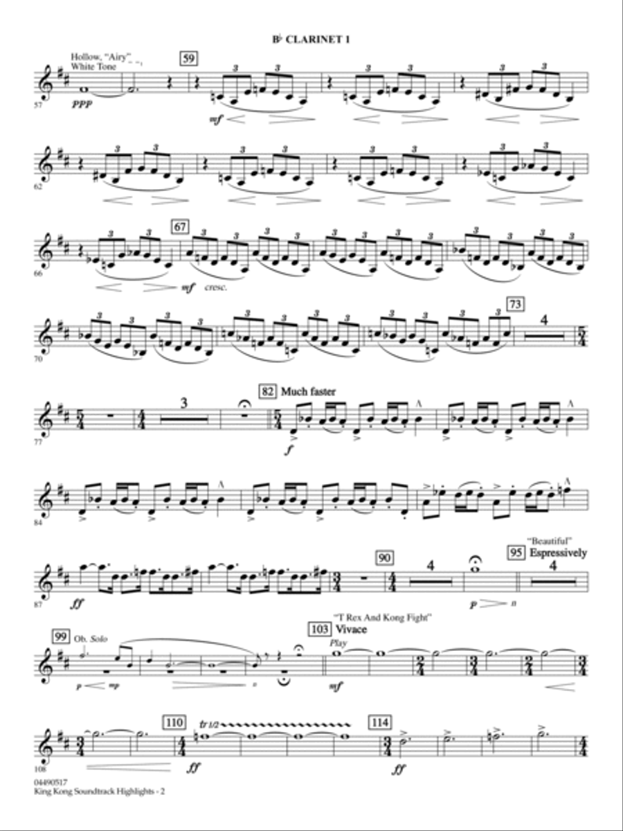 King Kong (Soundtrack Highlights) (arr. Ted Ricketts) - Bb Clarinet 1