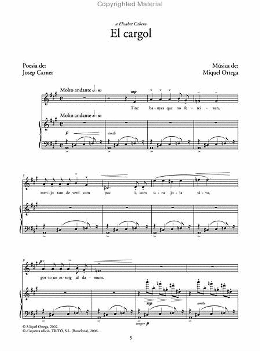 Bestiari, per a veu i piano Voice Solo scores gallery preview page 2
