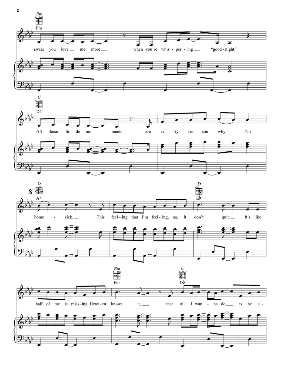 Homesick Homesick Piano, Vocal, Guitar scores gallery preview page 2