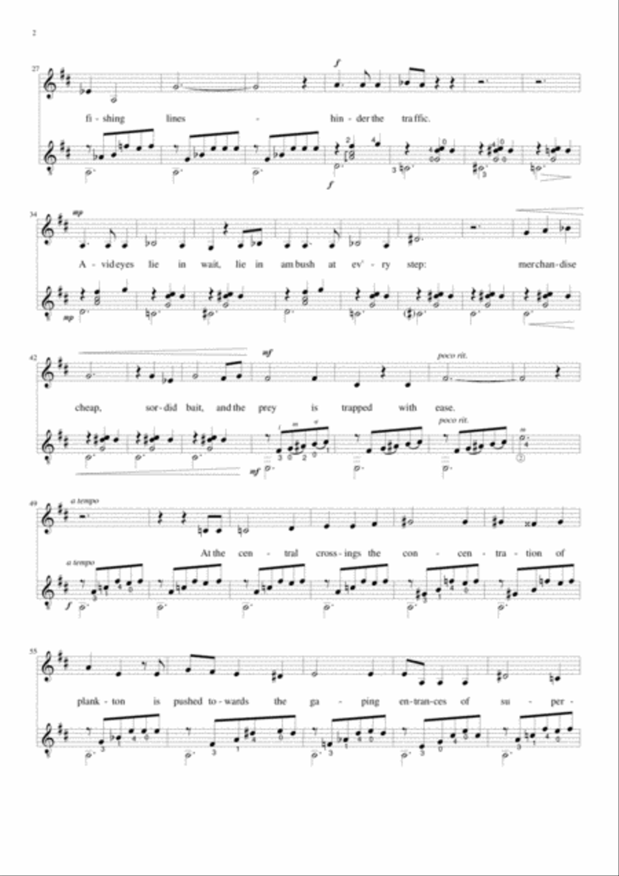 David Warin Solomons: Five Poems by Melissanthi for medium voice and guitar Small Ensemble scores gallery preview page 3