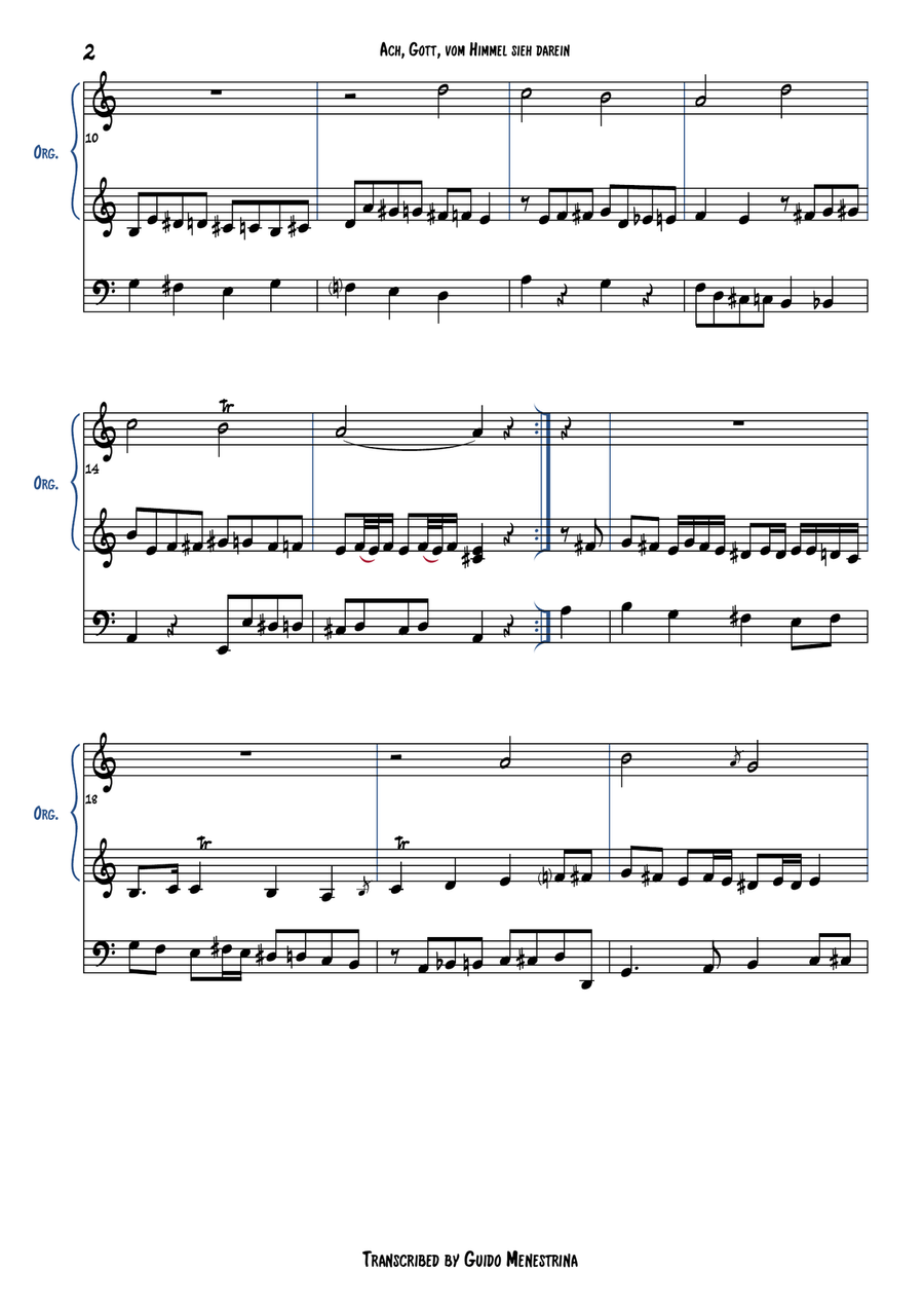 Johann Gottfried Müthel - Ach Gott, vom Himmel sieh darein Organ Solo scores gallery preview page 3