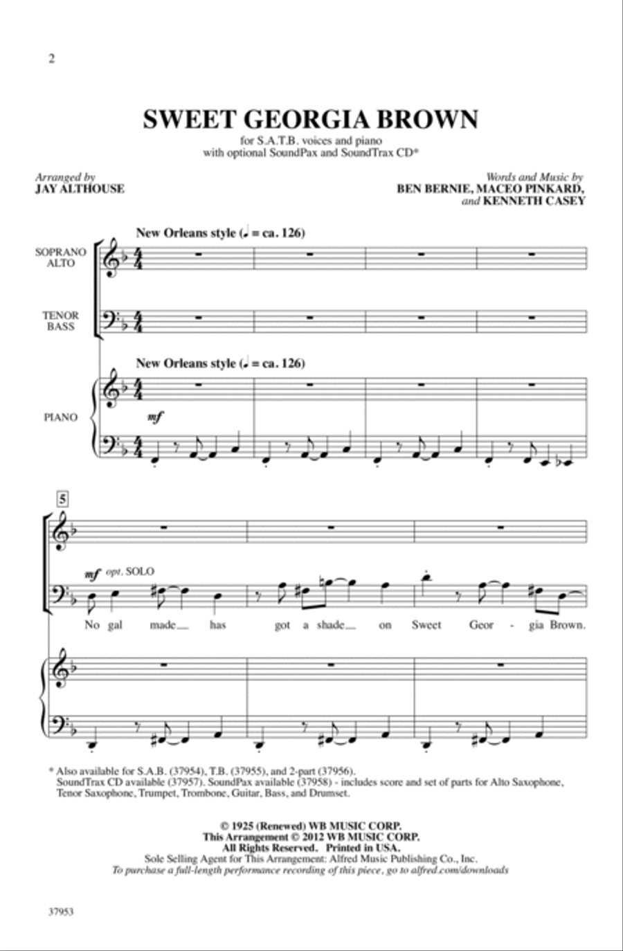 Sweet Georgia Brown - SoundTrax CD (CD only) Choir scores gallery preview page 2