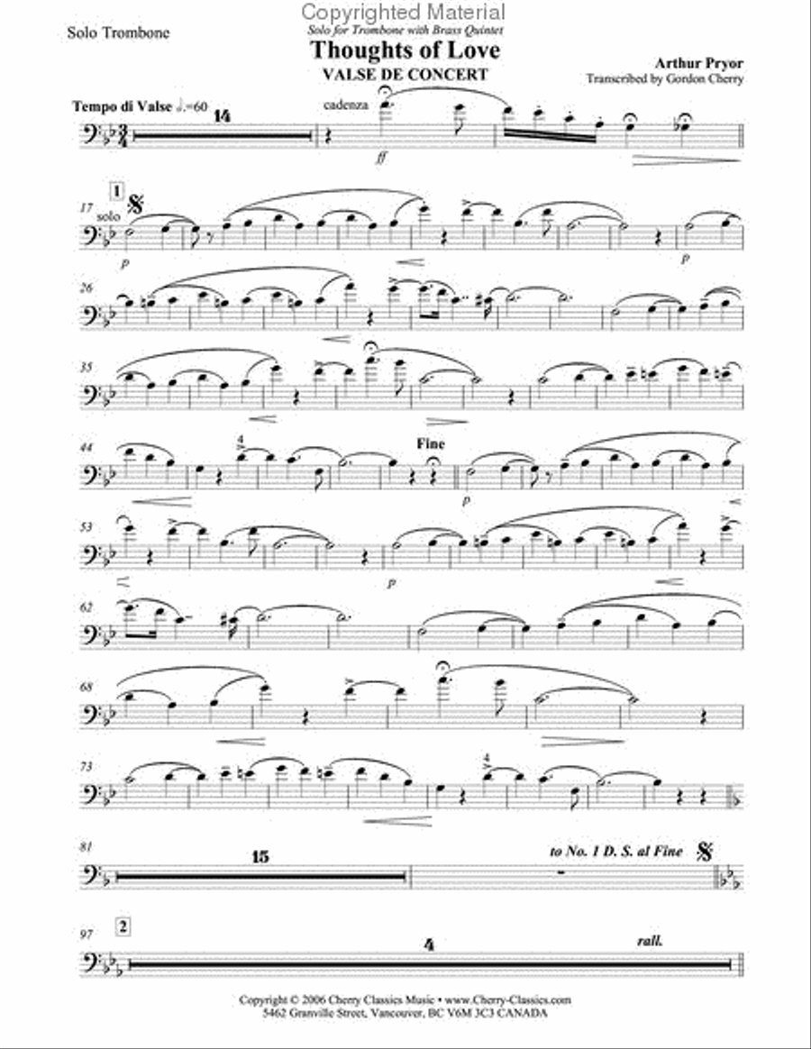 Thoughts of Love Brass Quintet scores gallery preview page 7
