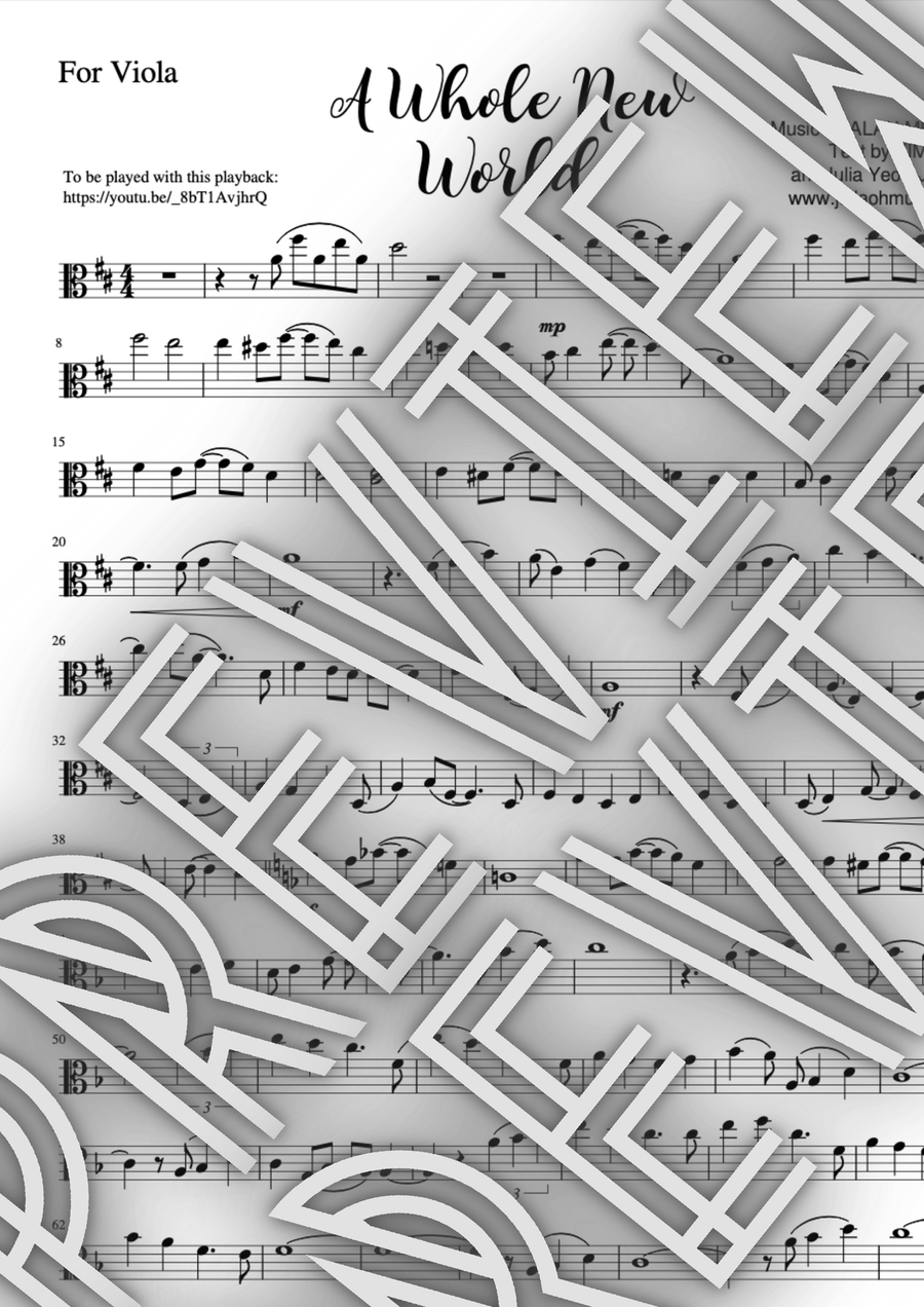 A Whole New World Viola Solo scores gallery preview page 1