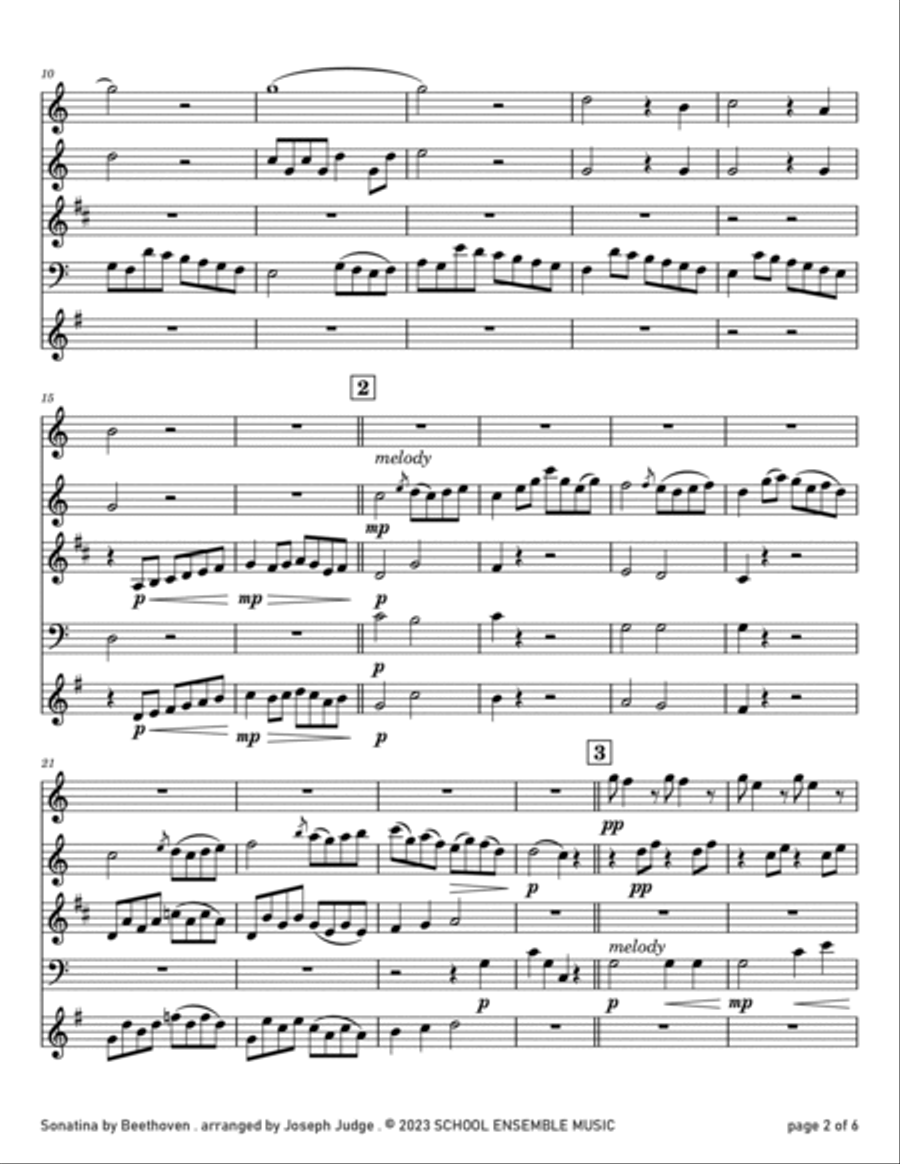 Sonatina by Beethoven for Woodwind Quartet in Schools Woodwind Quartet scores gallery preview page 2