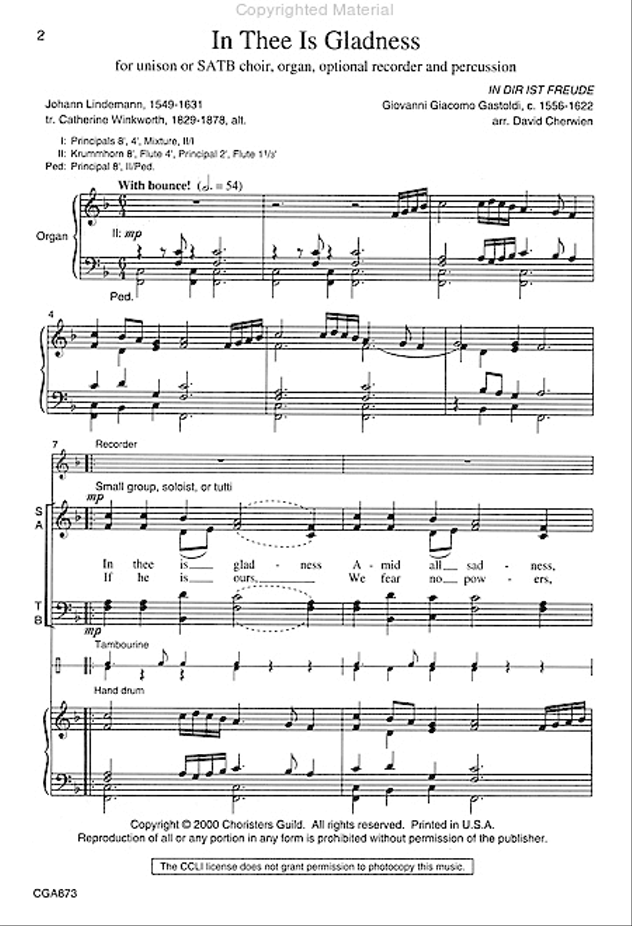 In Thee Is Gladness 4-Part scores gallery preview page 2