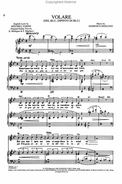 Volare (Nel Blu, Dipinto Di Blu) by Domenico Modugno Small Ensemble - Sheet Music