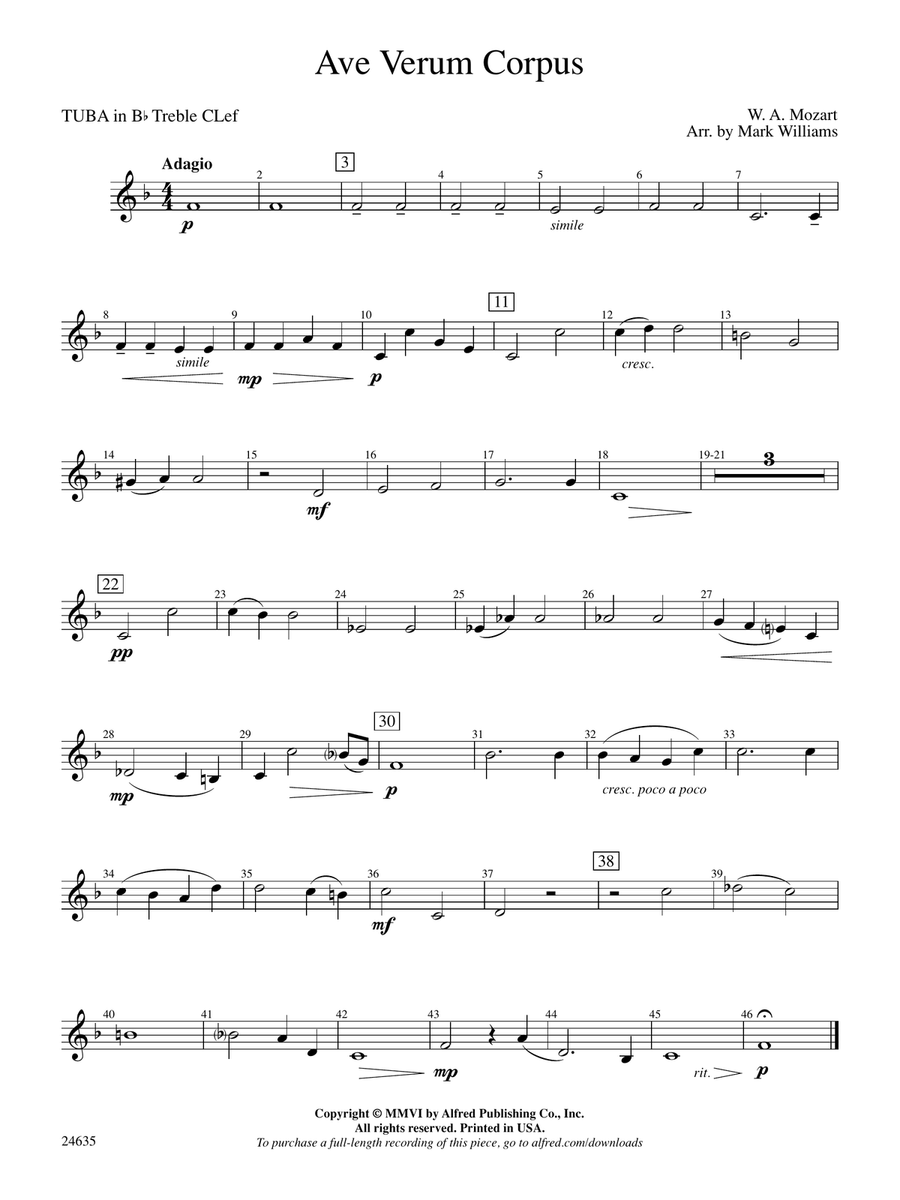 Ave Verum Corpus: (World Part) B-flat Tuba T.C.