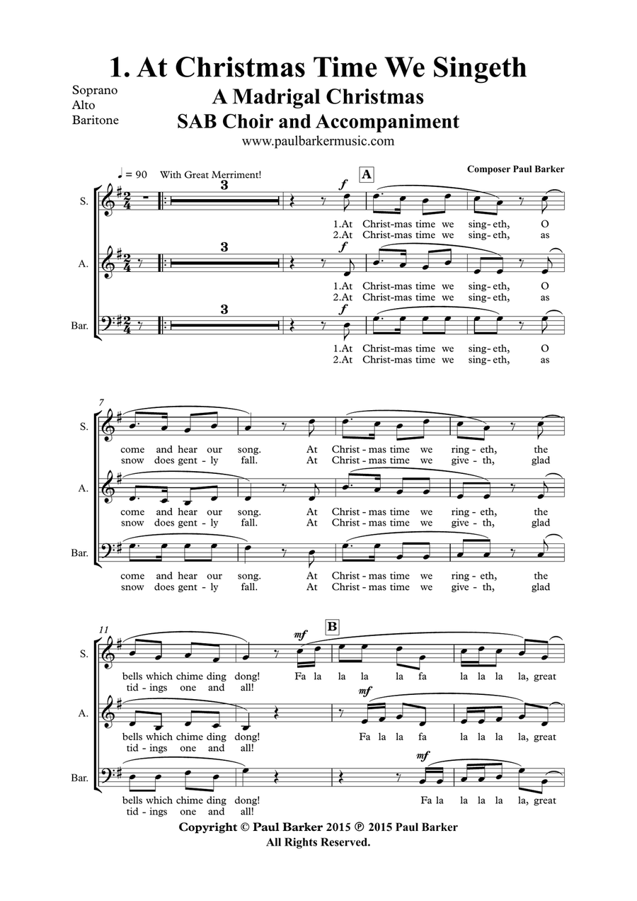 A Madrigal Christmas (Vocal Score) 3-Part scores gallery preview page 2