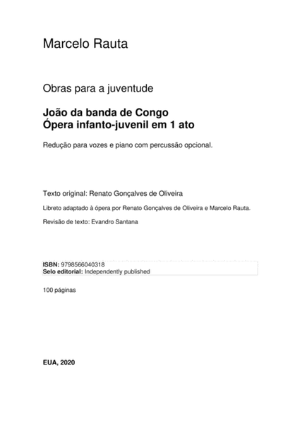 João da banda de Congo: ópera infanto-juvenil em 1 ato
