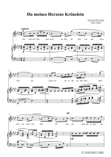 Richard Strauss-Du meines Herzens Krönelein in A flat Major,for Voice and Piano image number null