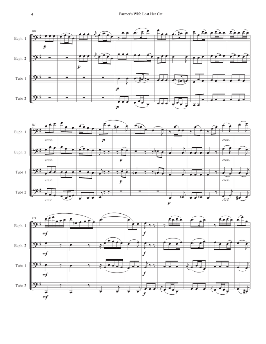 Farmer's Wife Lost Her Cat Brass Quartet scores gallery preview page 4