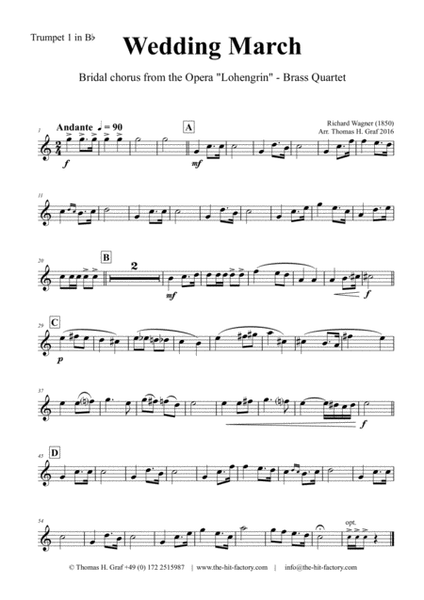 Wedding March - Bridal chorus Lohengrin - Brass Quartet