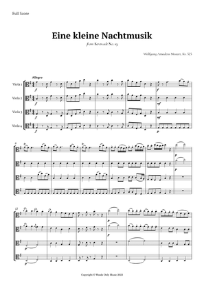 Book cover for Eine kleine Nachtmusik by Mozart for Viola Quartet