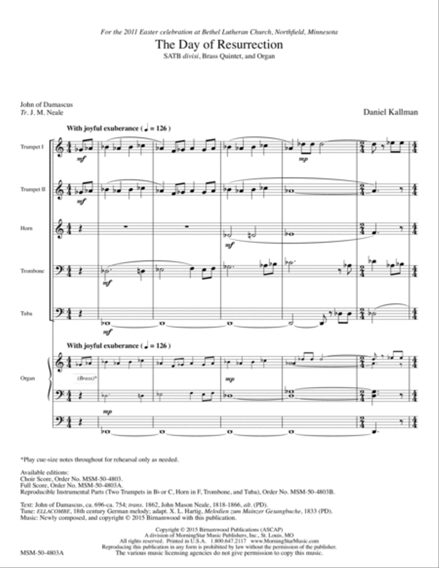 The Day of Resurrection Choir scores gallery preview page 1