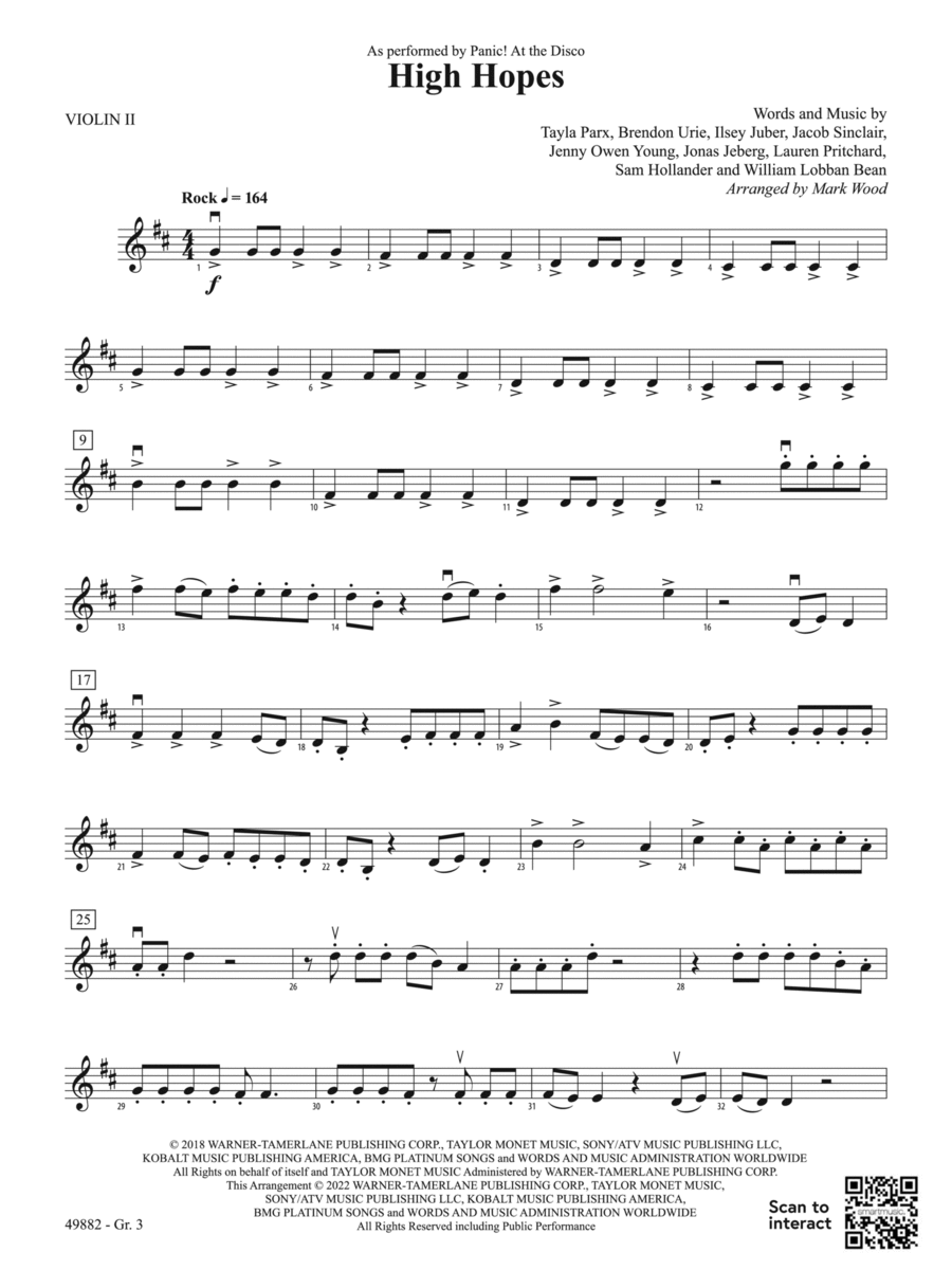 High Hopes: Violin 2 - Grade 3 String Orchestra scores gallery preview page 1