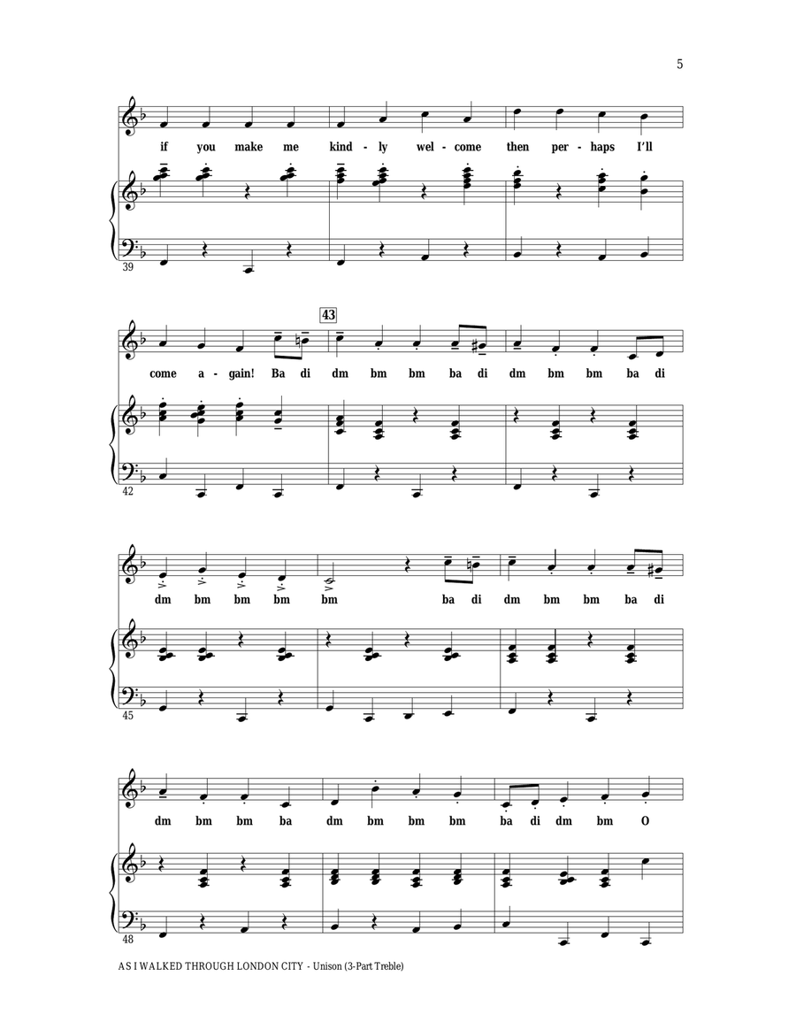 As I Walked Through London City Unison Choir scores gallery preview page 4