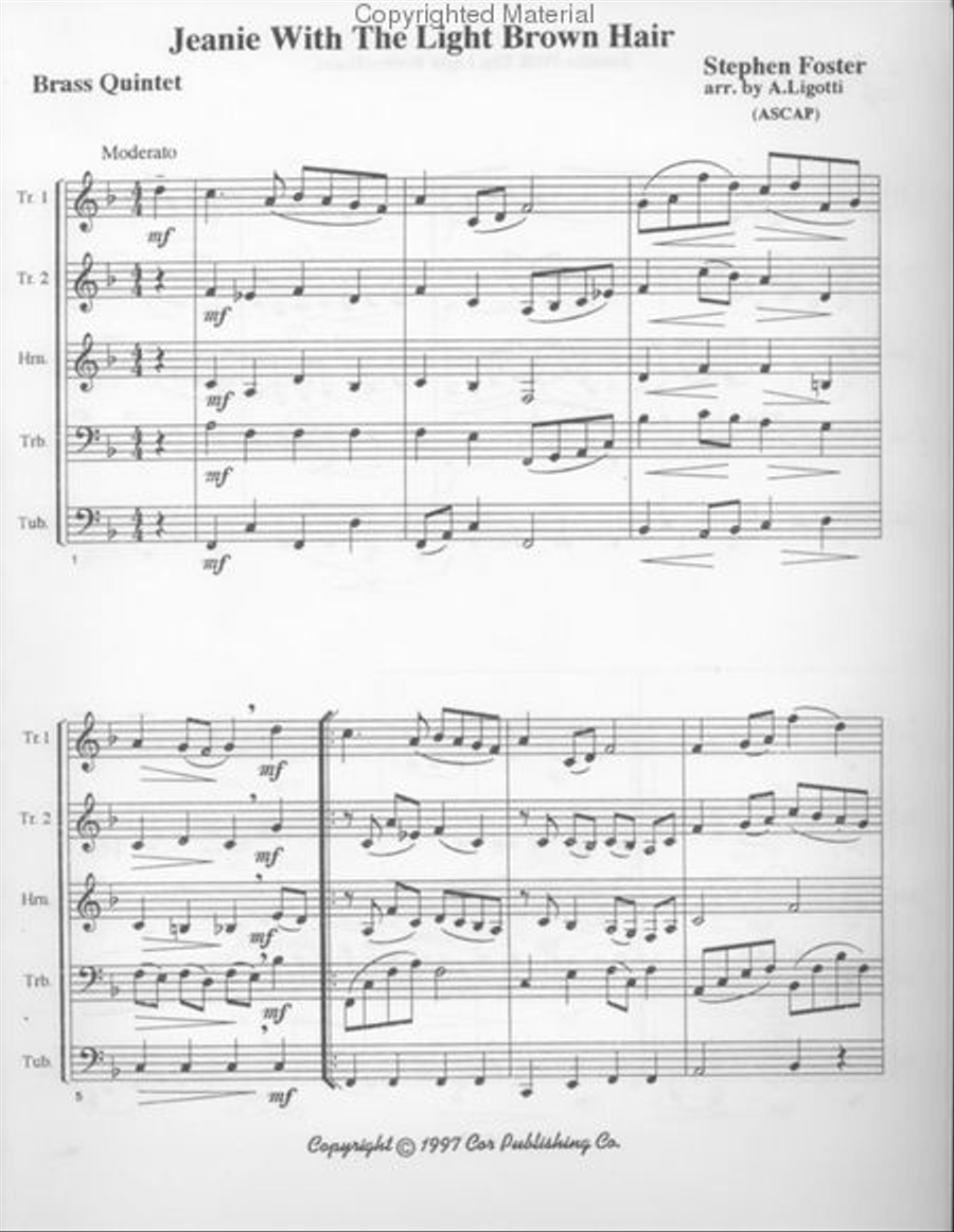 I Dream of Jeanie with the Light Brown Hair (Albert Ligotti) I Dream of Jeanie with the Light Brown Hair (Albert Ligotti) Brass Quintet scores gallery preview page 2