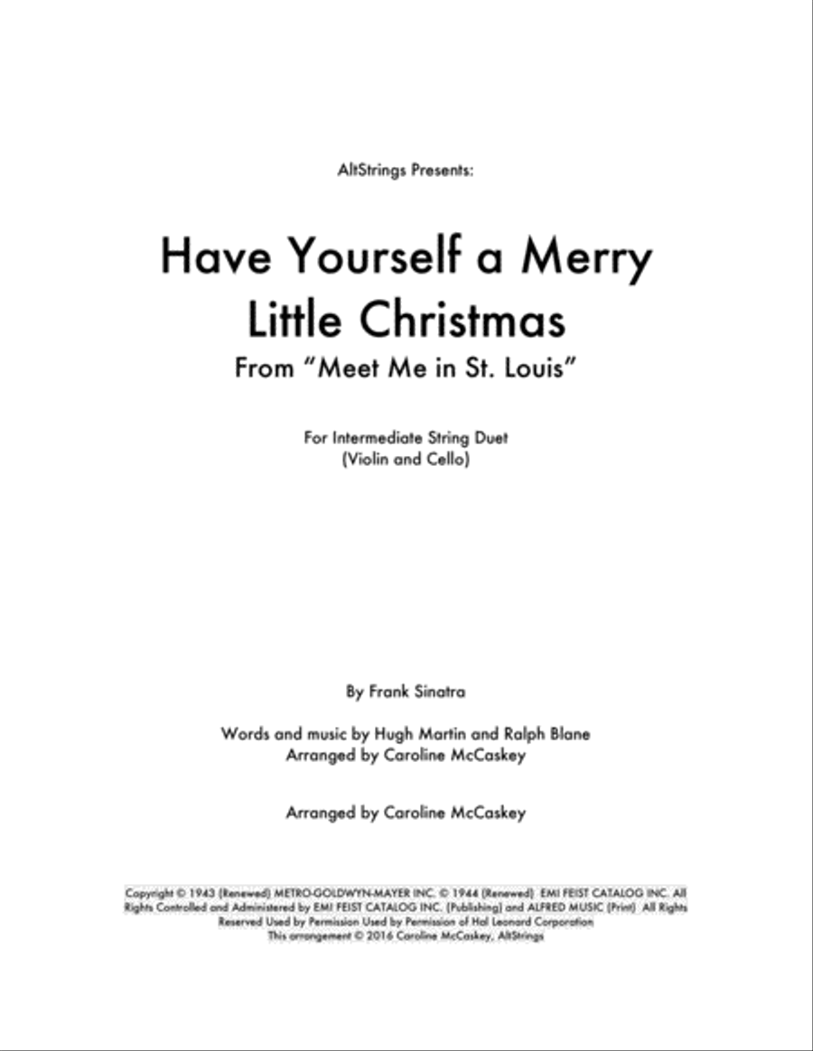 Book cover for Have Yourself A Merry Little Christmas from MEET ME IN ST. LOUIS