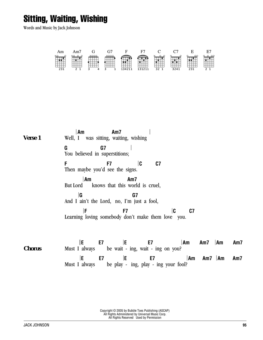 Sitting, Waiting, Wishing Acoustic Guitar scores gallery preview page 1