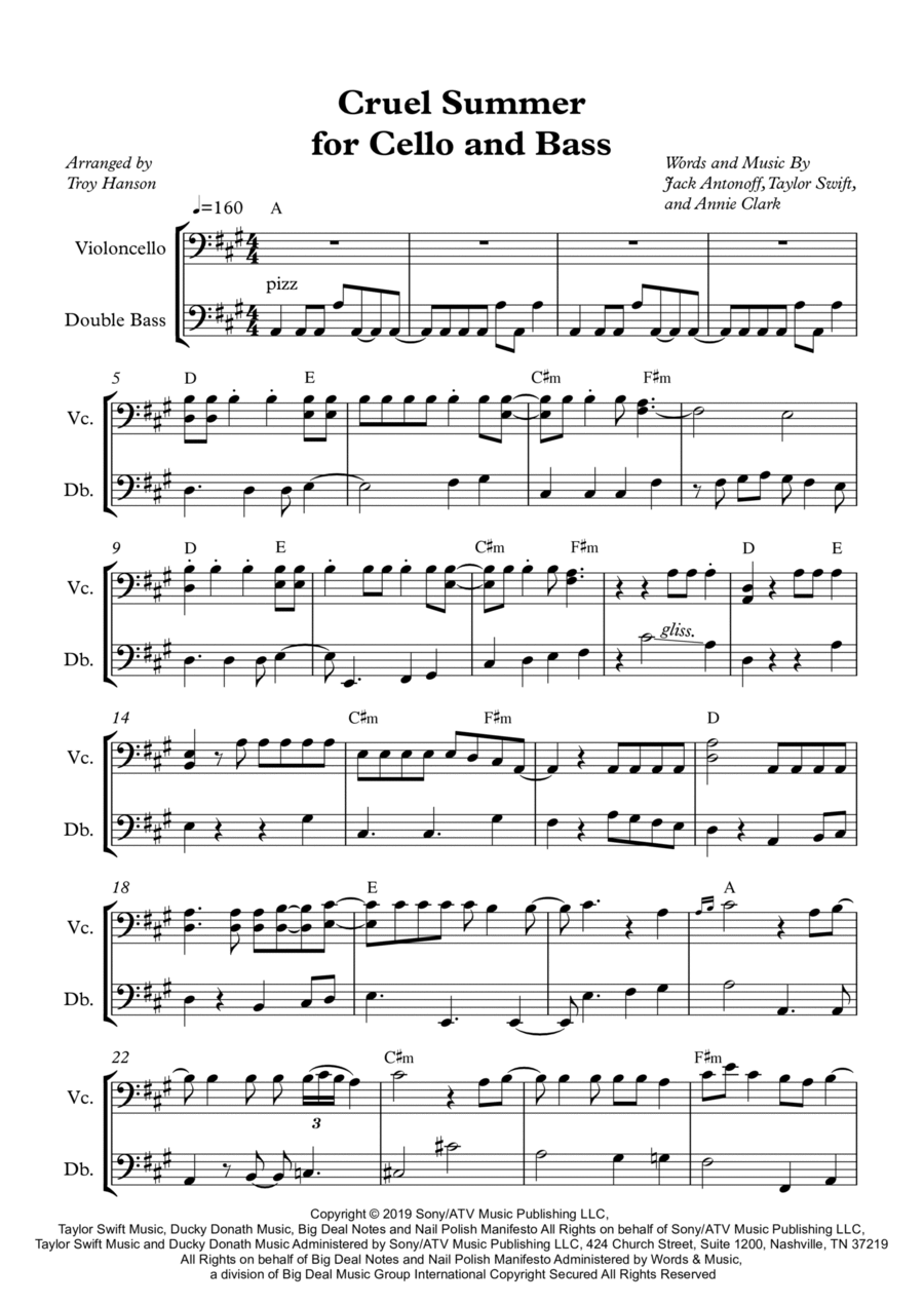 Cruel Summer String Duet scores gallery preview page 1