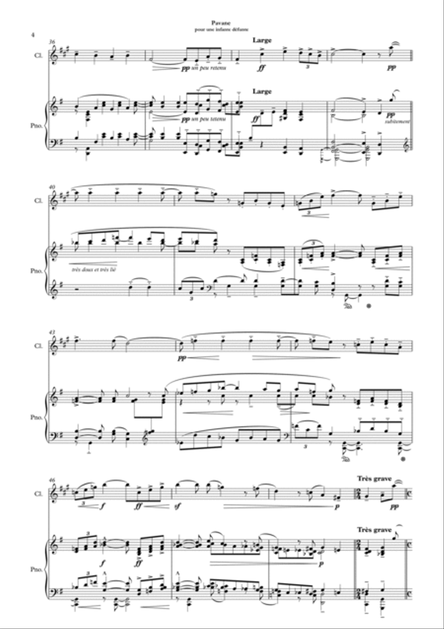 Pavane Pour Une Infante Défunte (Maurice Ravel) for Clarinet in B-flat and Piano B-Flat Clarinet scores gallery preview page 5