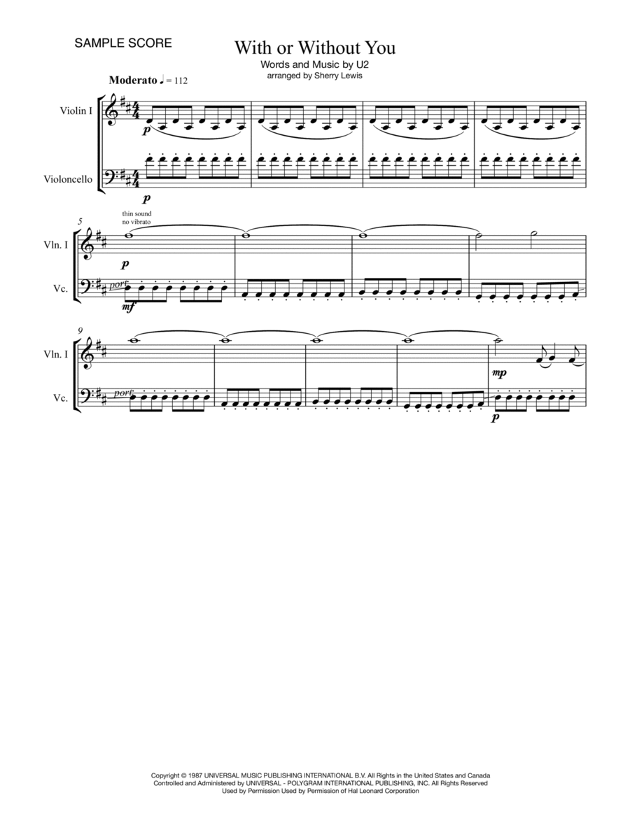 With Or Without You String Duet scores gallery preview page 1