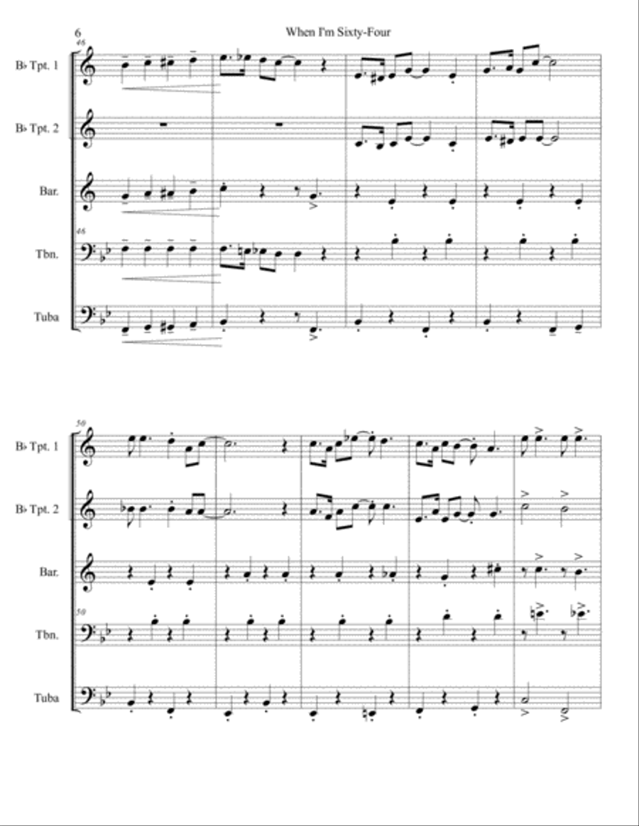 When I'm Sixty-Four Small Ensemble scores gallery preview page 6