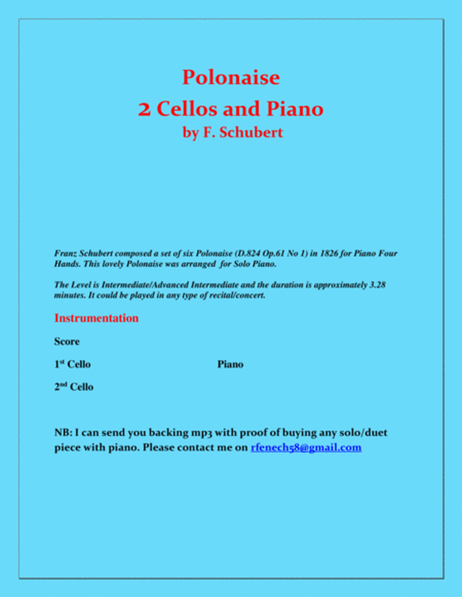 Polonaise - F. Schubert - For 2 Cellos and Piano - Intermediate image number null