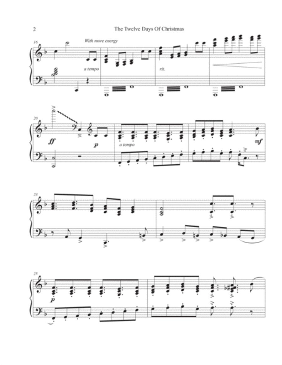 The Twelve Days of Christmas Rag Piano Solo scores gallery preview page 3