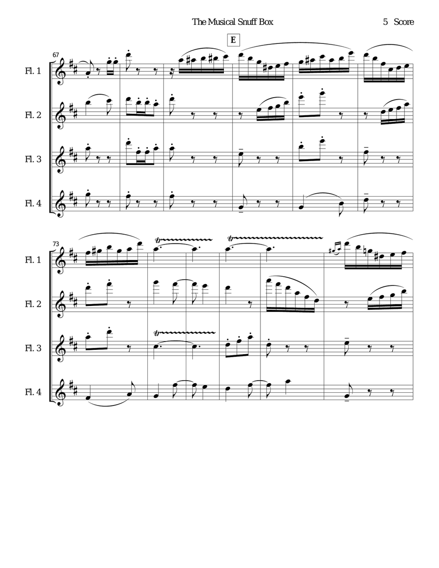 Musical Snuff Box by Lyadov for flute quartet Flute Quartet scores gallery preview page 5