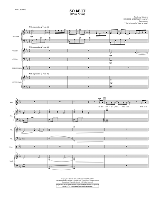 Book cover for So Be It (If You Never) - Full Score