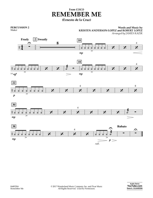 Book cover for Remember Me (from Coco) (arr. James Kazik) - Percussion 2