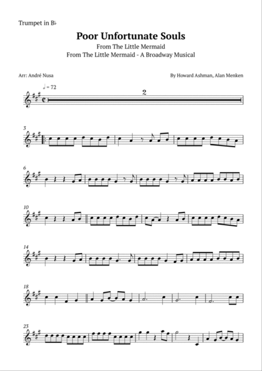 Poor Unfortunate Souls Trumpet Duet scores gallery preview page 4