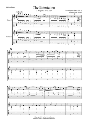 Book cover for The Entertainer (abridged) for easy guitar duo (+TAB)