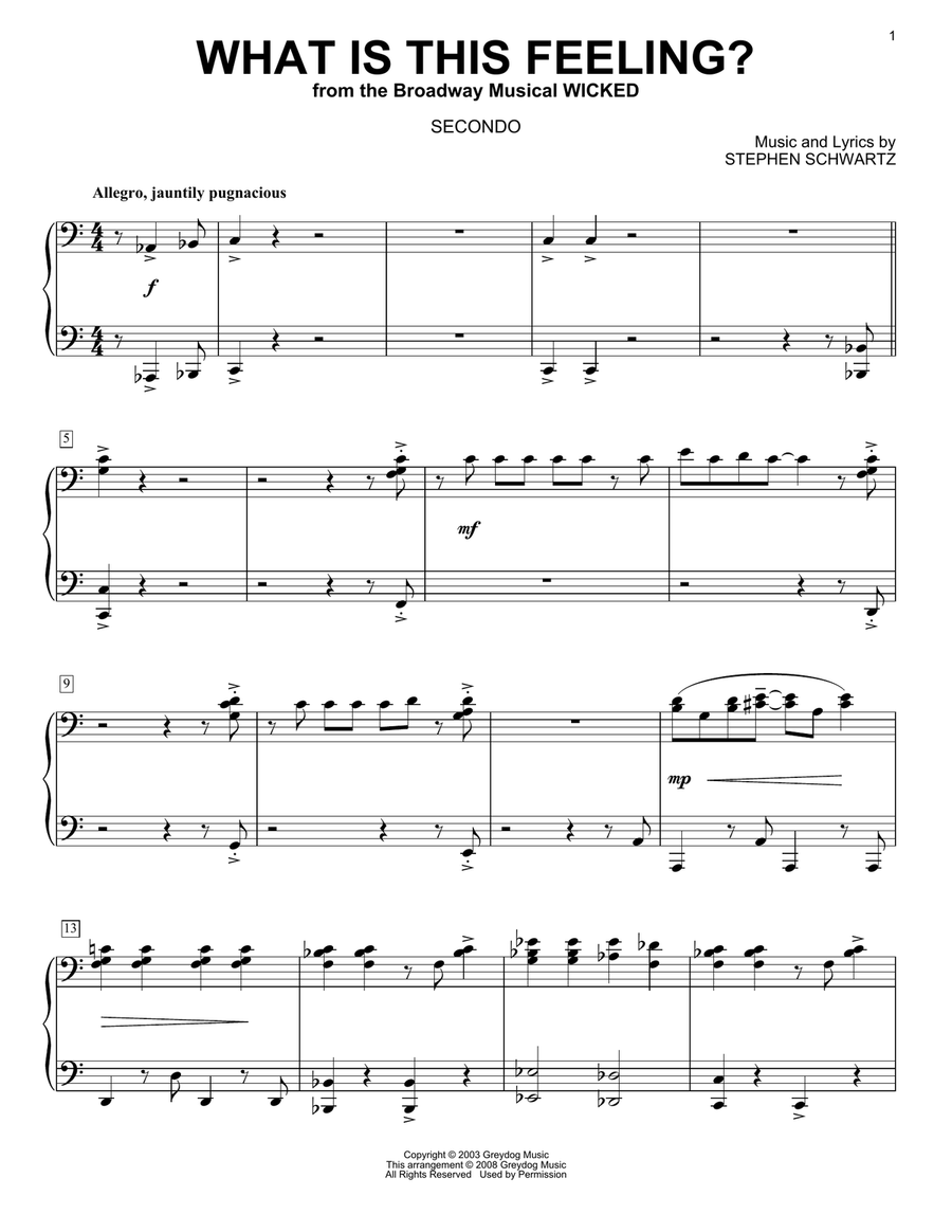 What Is This Feeling? (from Wicked) (arr. Carol Klose) 1 Piano, 4-Hands scores gallery preview page 1