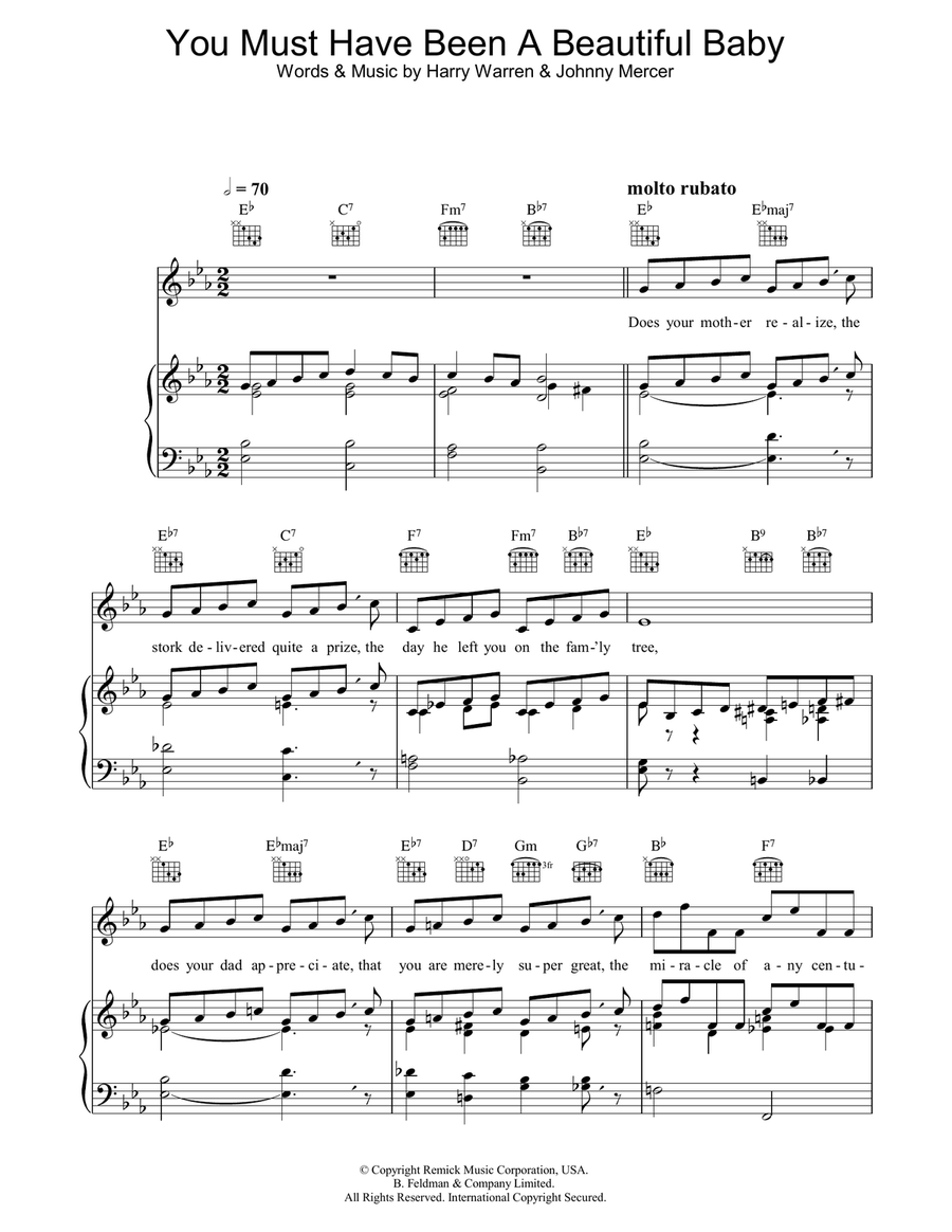 You Must Have Been A Beautiful Baby Piano, Vocal, Guitar scores gallery preview page 1