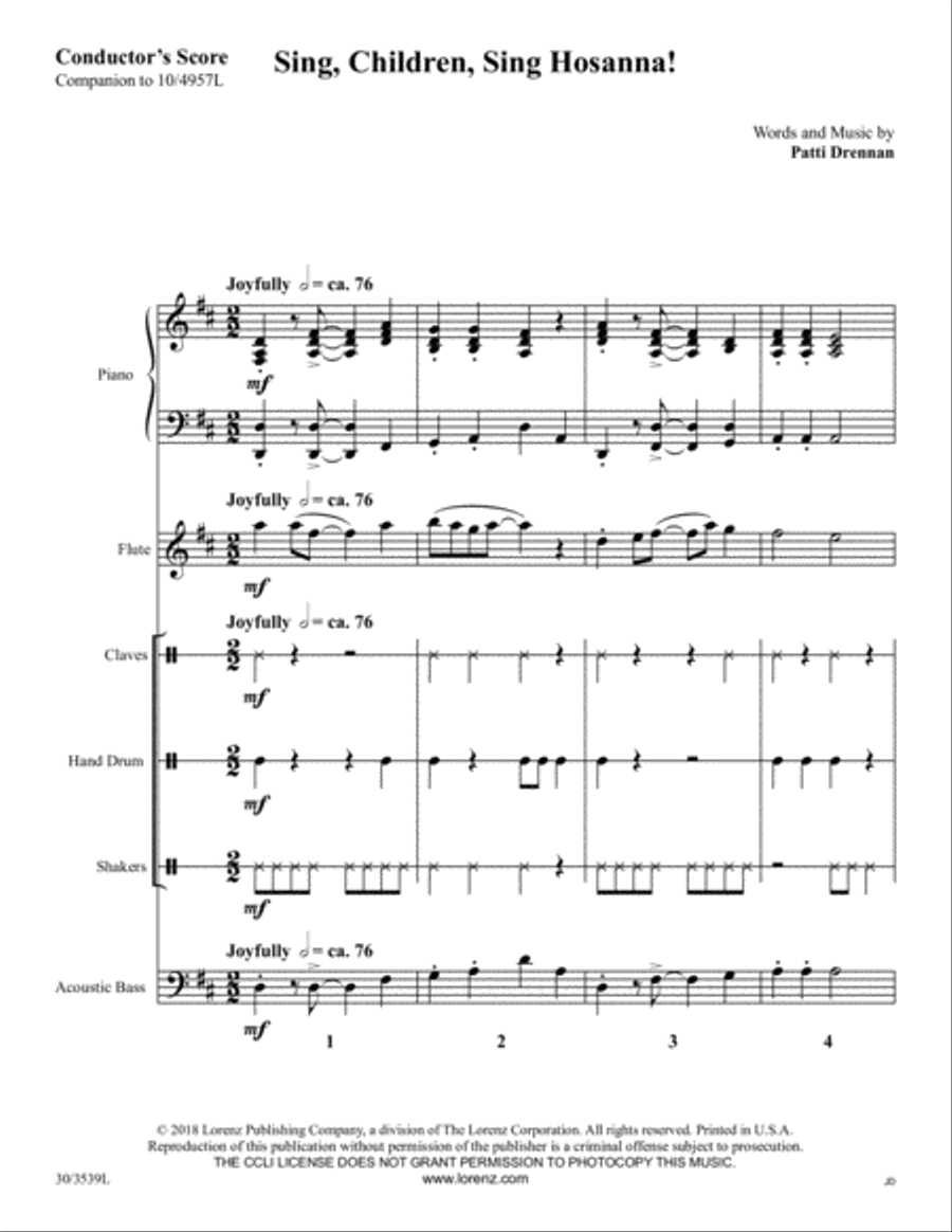 Sing, Children, Sing Hosanna! - Instrumental Ensemble Score and Parts Choir scores gallery preview page 3